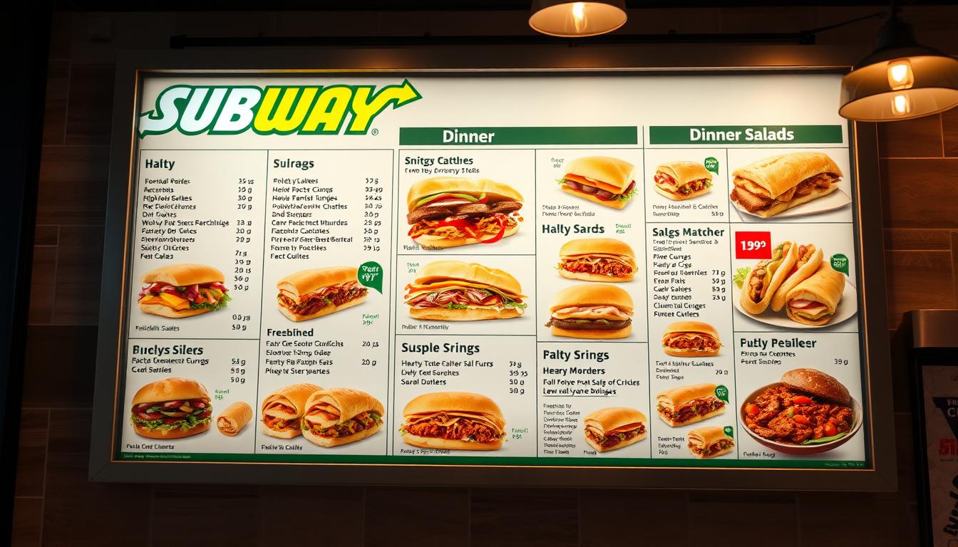 subway dinner menu